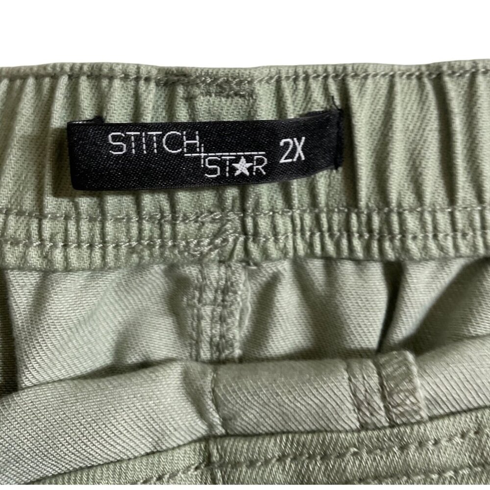 Stitch Star Womens Elastic Waist Drawstring Shorts Size 2X Green Cotton Blend - Picture 8 of 10